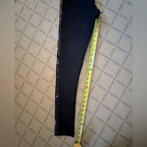 Lyssse Black midweight leggings with sequin tuxedo side stripe NWOT S - Picture 5 of 9